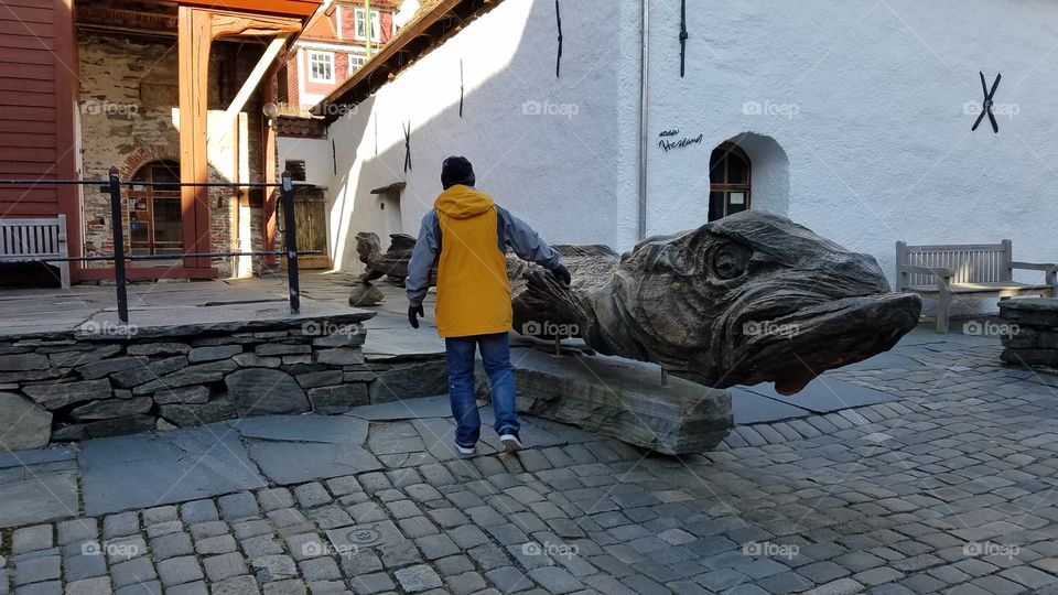 Giant fish carved out of the wood