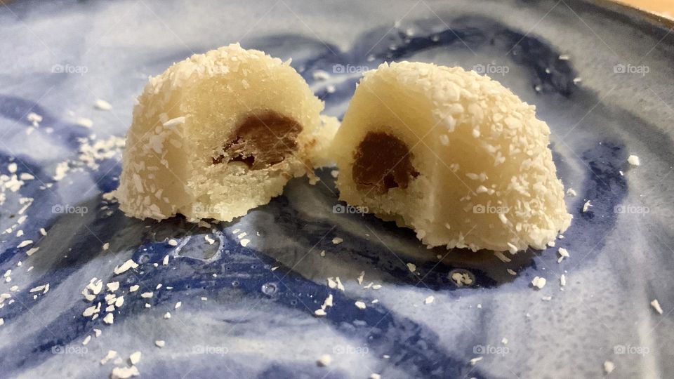 Homemade marzipan with chocolate 