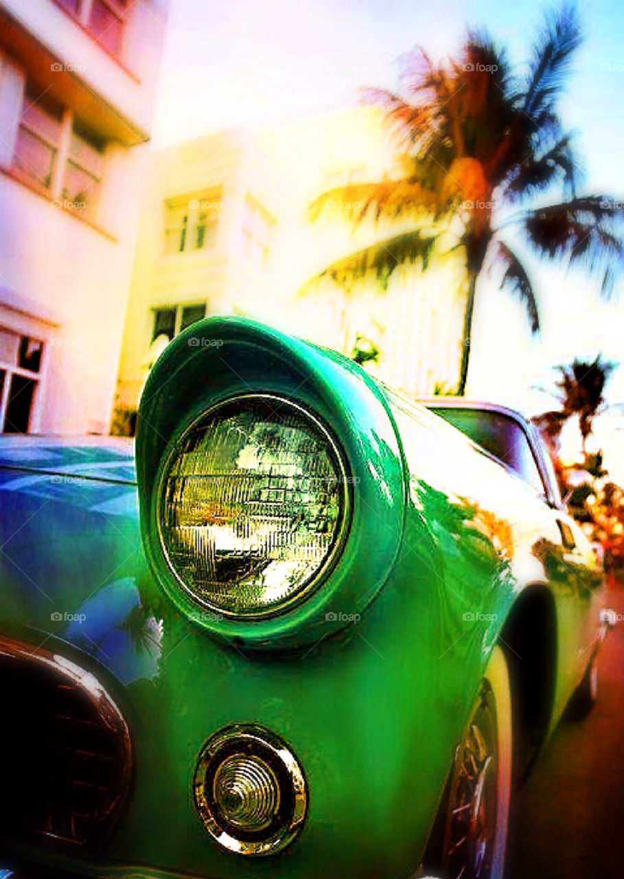 retro old car miami southbeach by pitikelebek