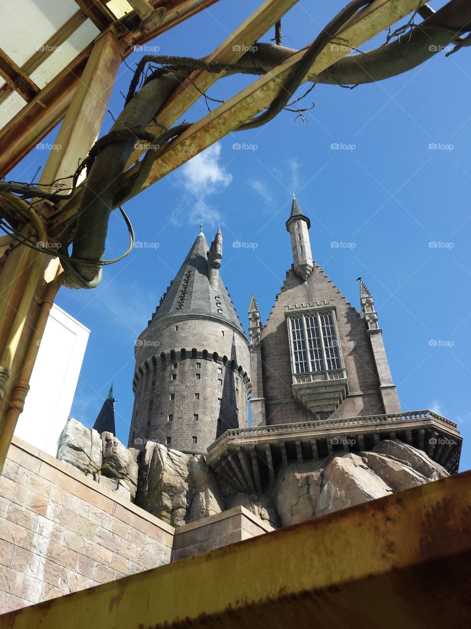 Green House view of Hogwarts . taken from the line at Harry Potter land