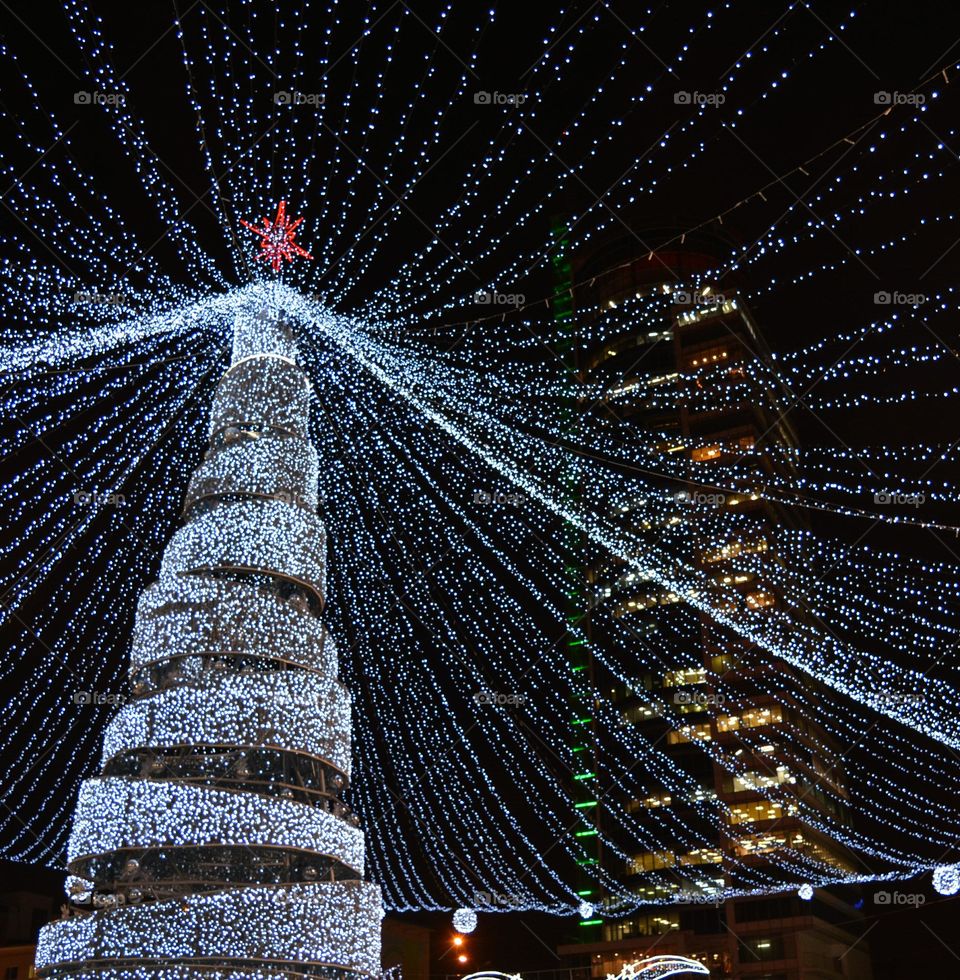 beautiful night windows light street view Christmas time