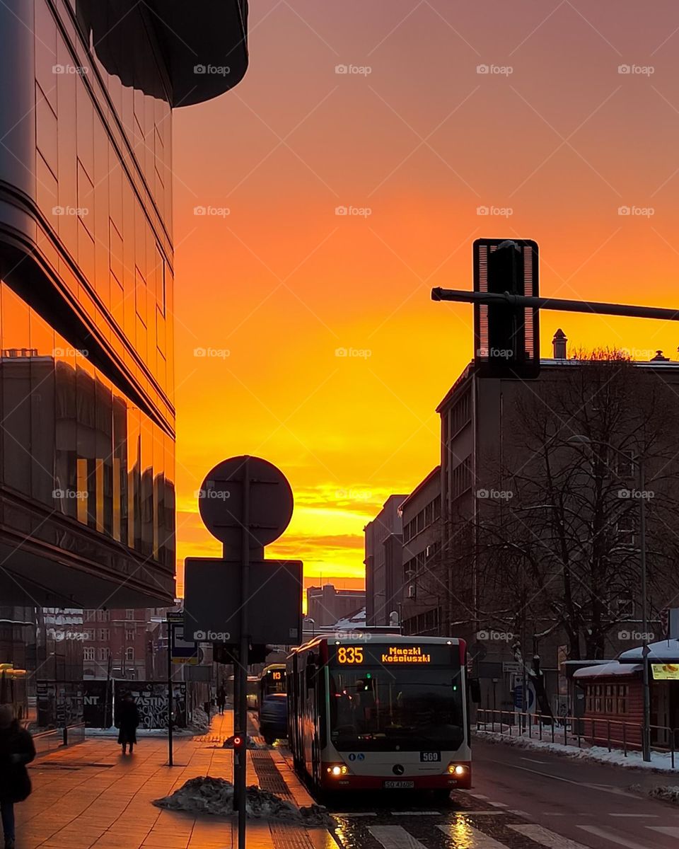 Sunrise over Katowice, Poland