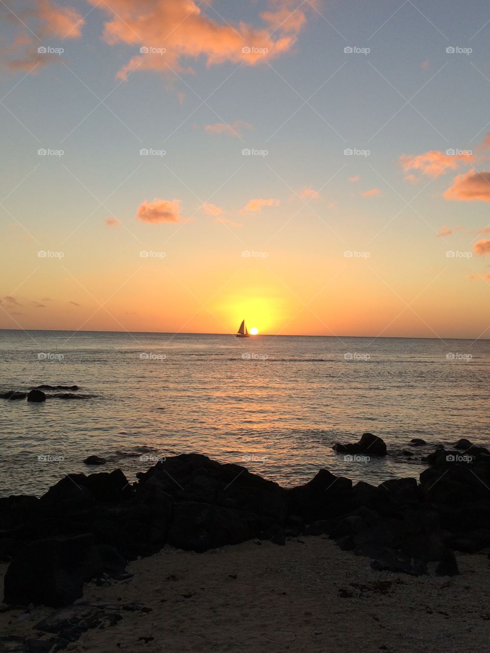 Mauritius beach sunset