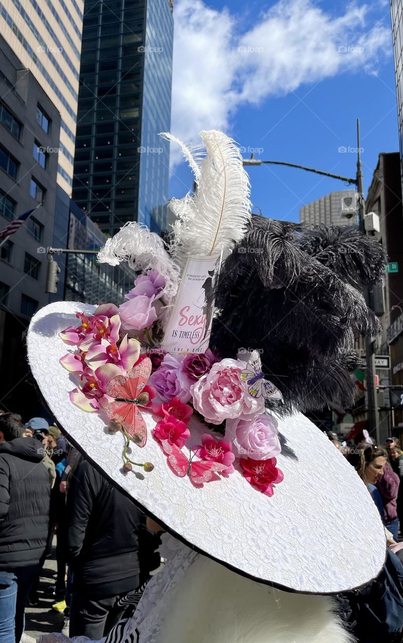 Easter bonnet on display, beautiful and elegant. 