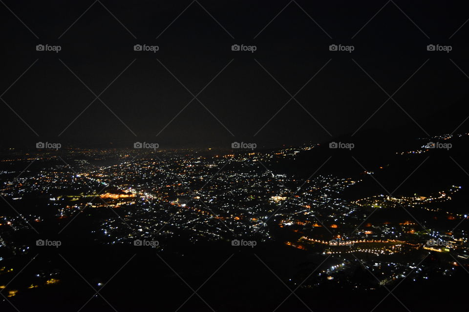 Beautiful night lights from up on the hill.