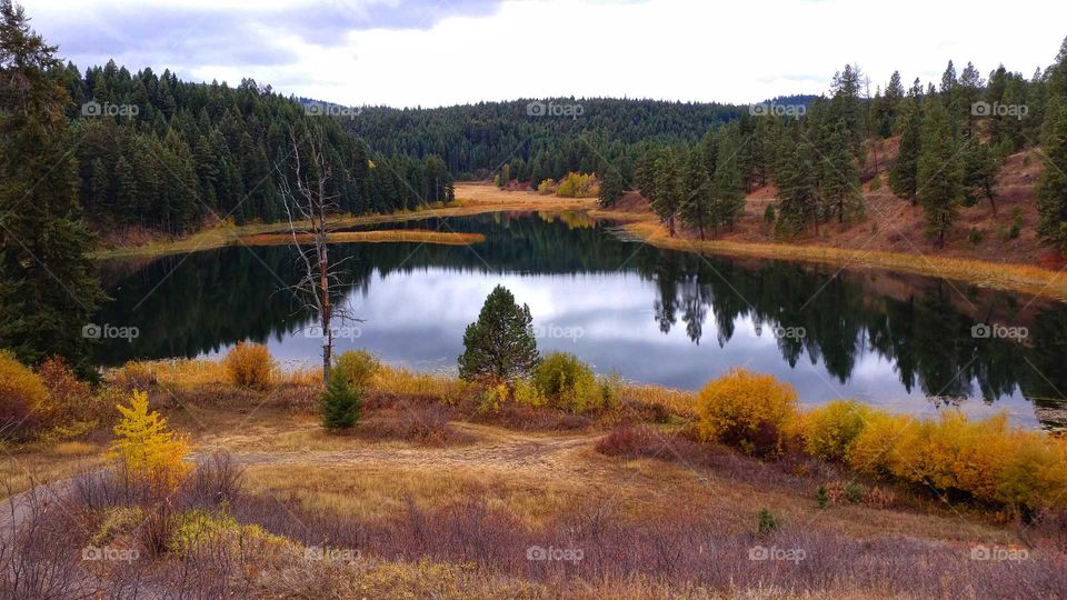 Hidden in the wilderness, autumn splendor surrounds this tranquil lake.