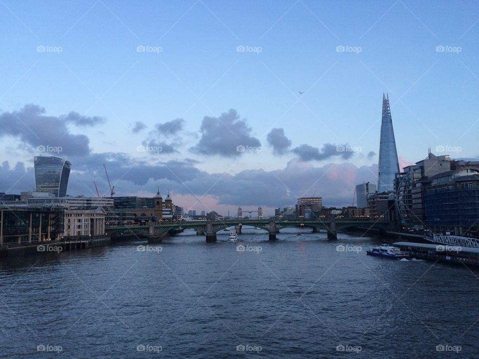 London's shard at sunset