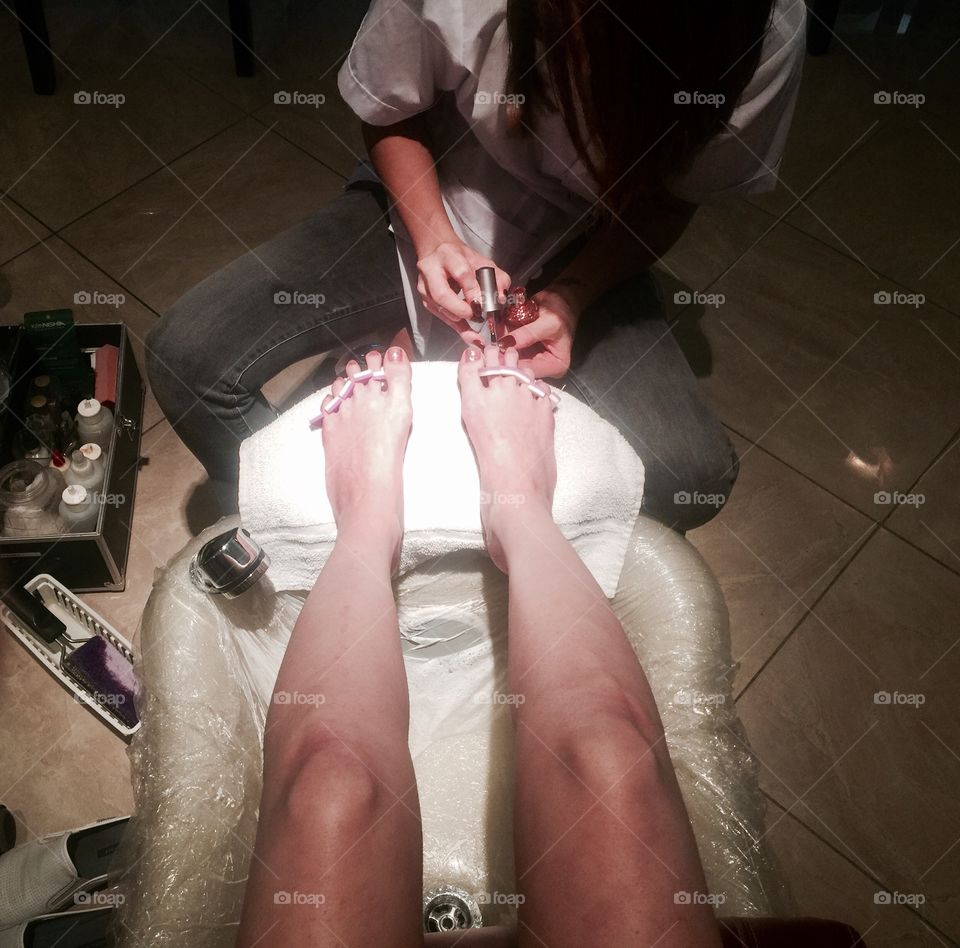 Getting a pedicure 