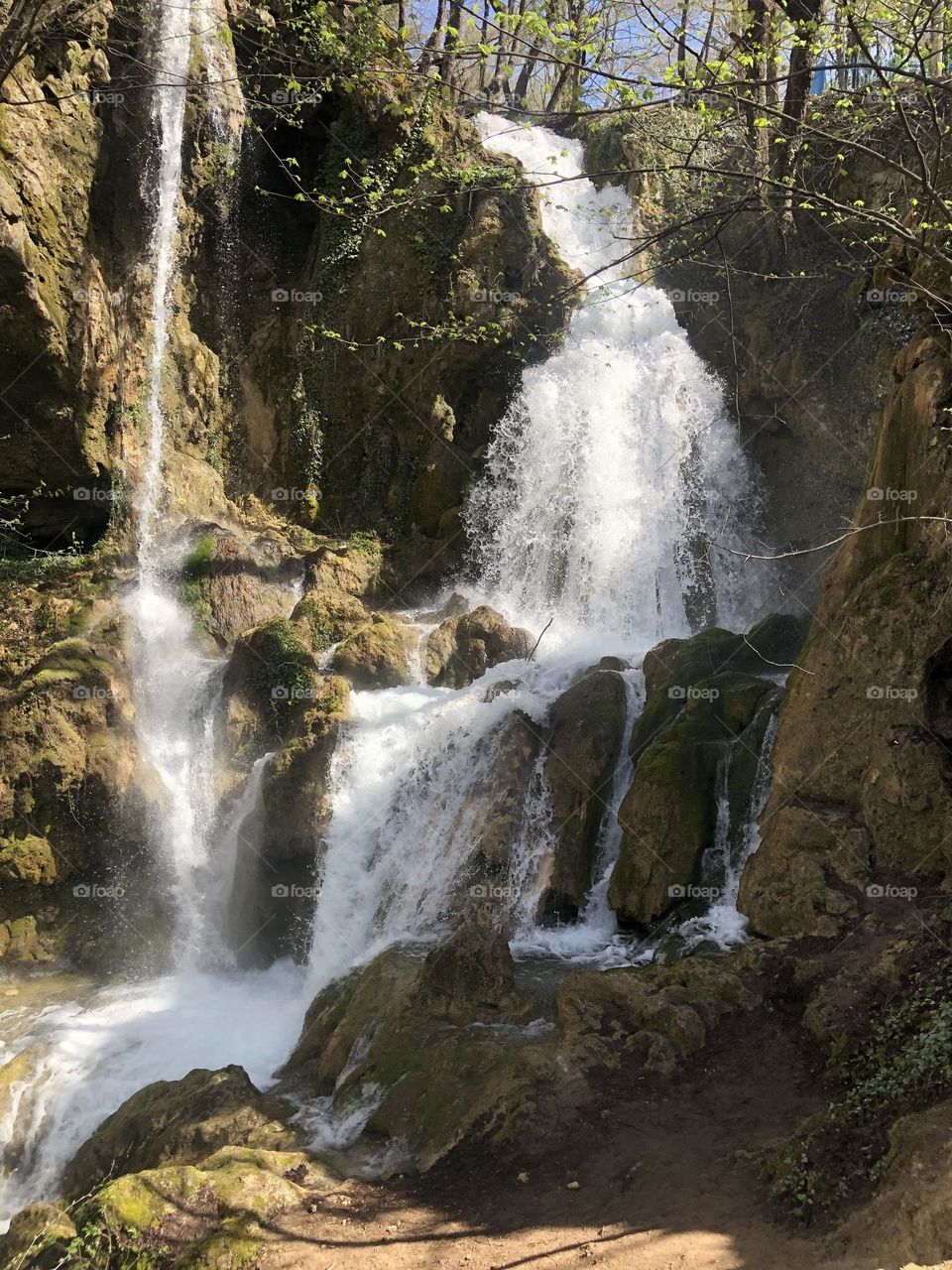 Waterfall in mountains 