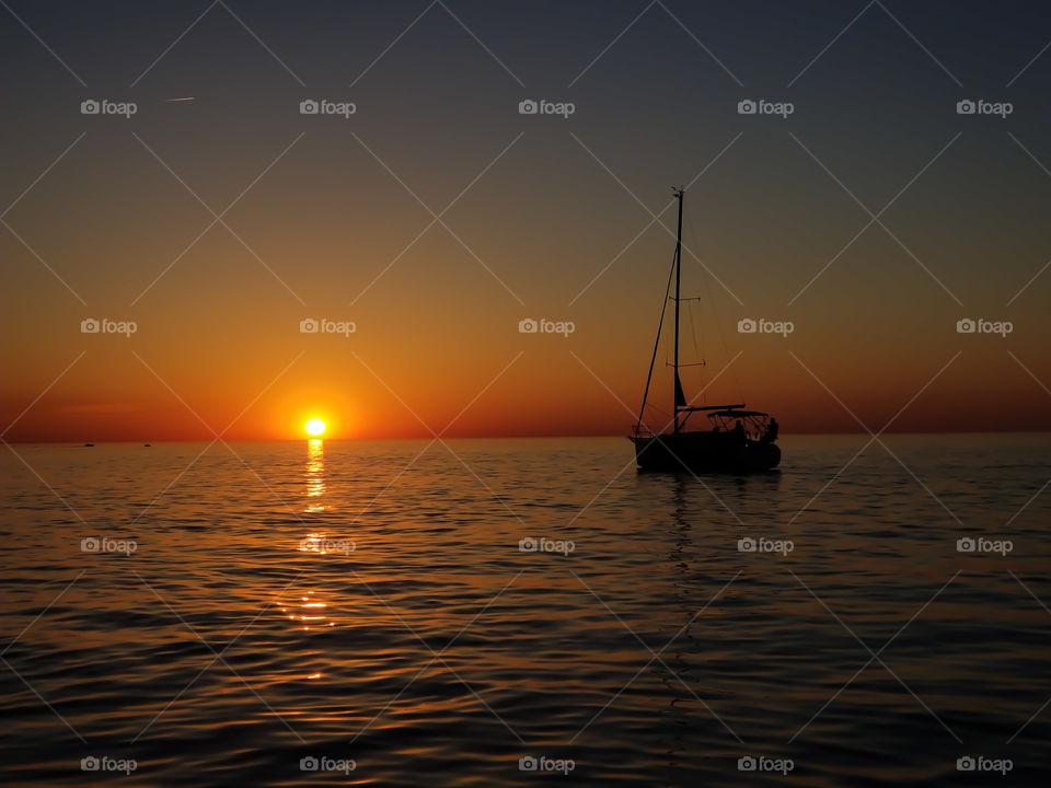 sale boat in sunset
