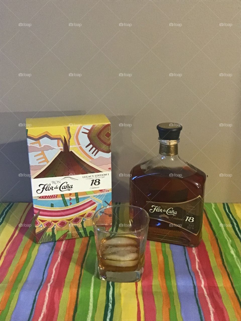 18 year Flor de Cana rum from Nicaragua over ice