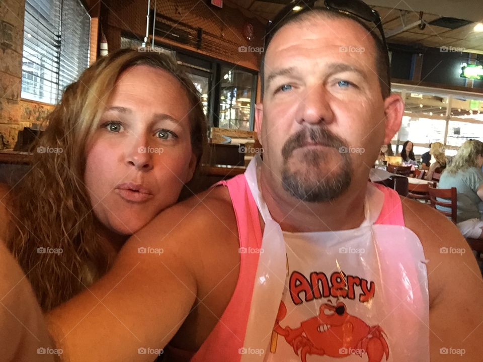 Dinner Time. Enjoying an evening out with friends and delicious crab