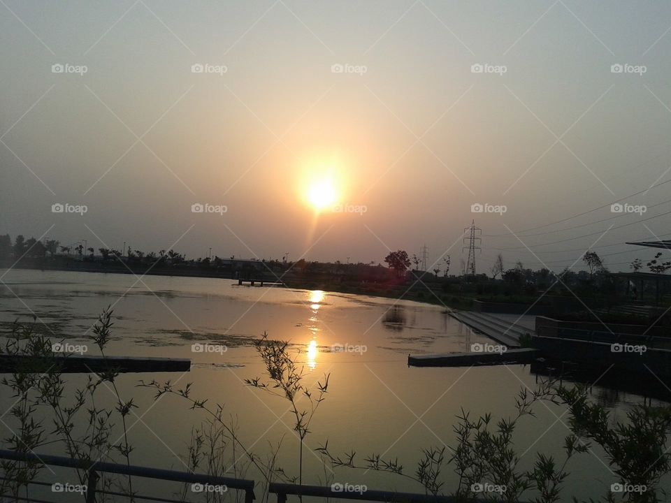 reflection of sun in water