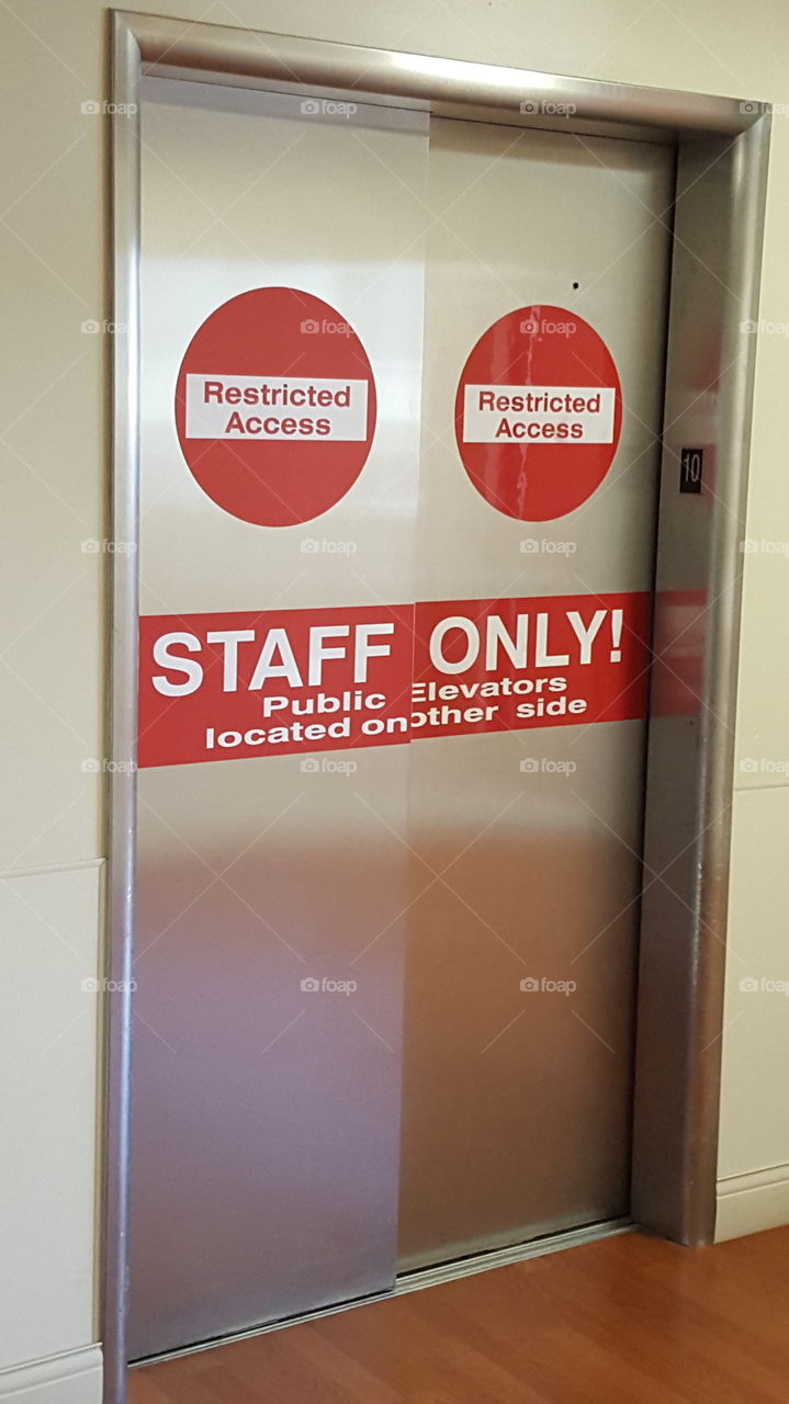 Staff Only Elevator.. Staff Only Elevonly .