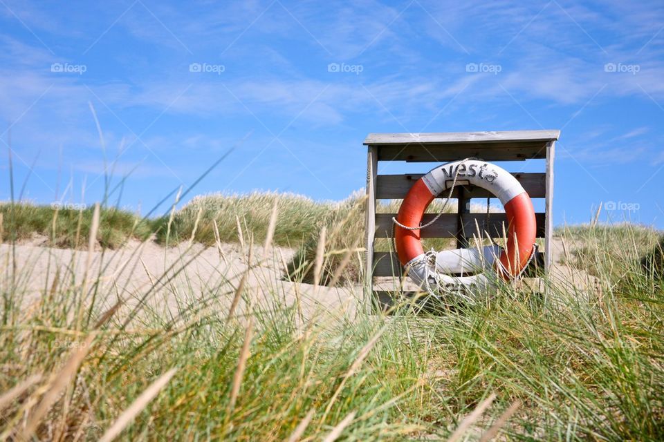 Life buoy on the beach