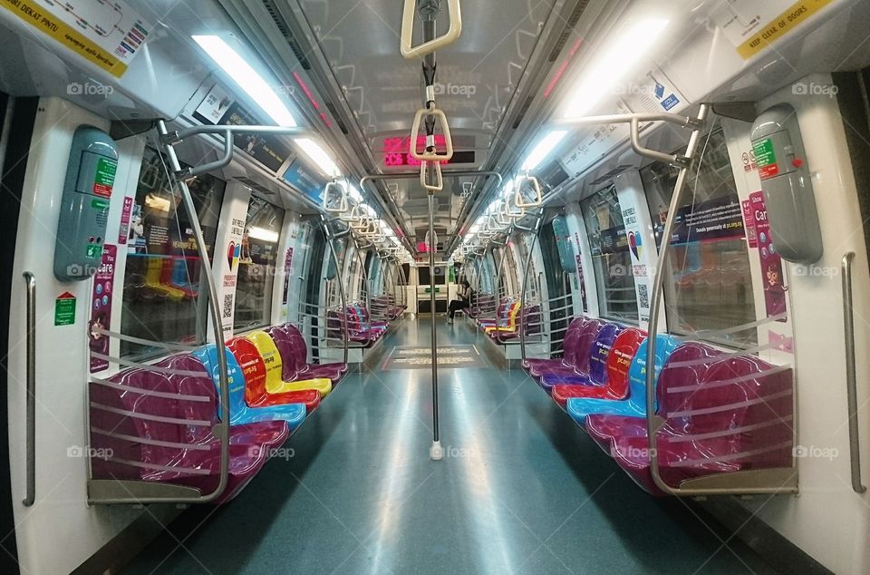 Inside an 'MRT'in Singapore (Mass Tapid Transit)