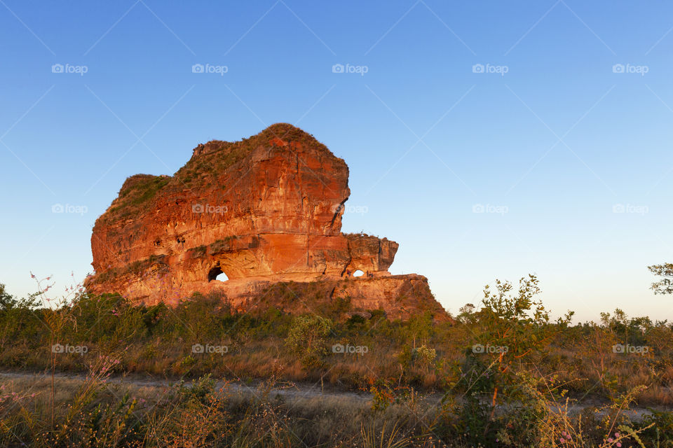 Nature of Brazil - Jalapao State Park - Holed stone in Tocantins Brazil.