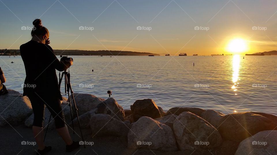The Photographer and The Sunset 🌅, Sunset Beach, Vancouver, BC, Canada 🍁