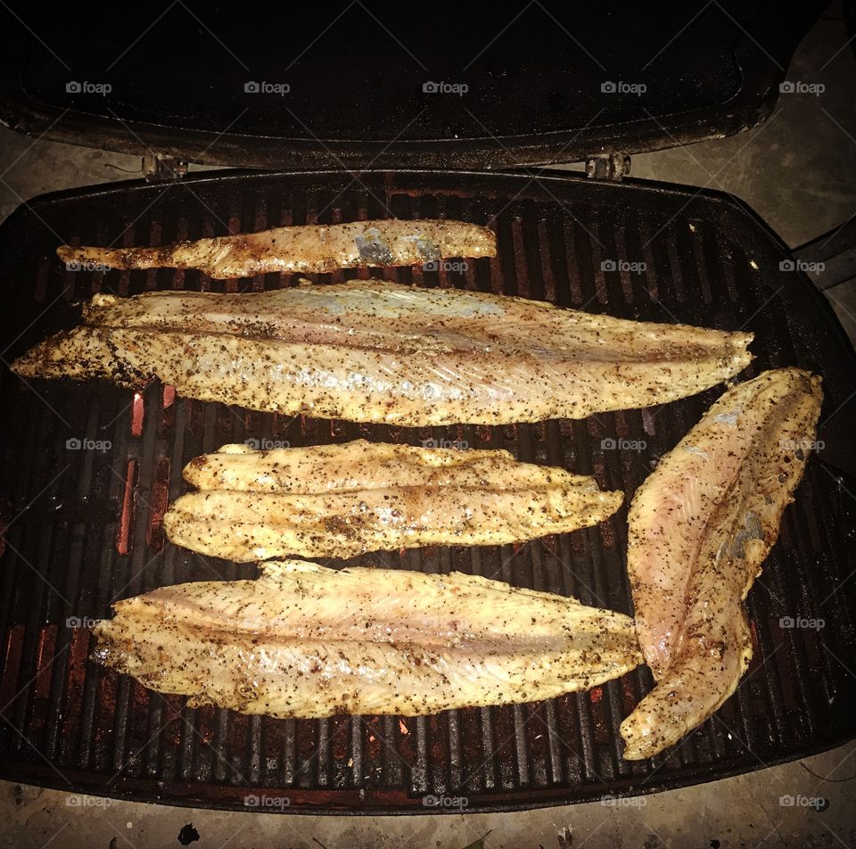 Fish on the grill.