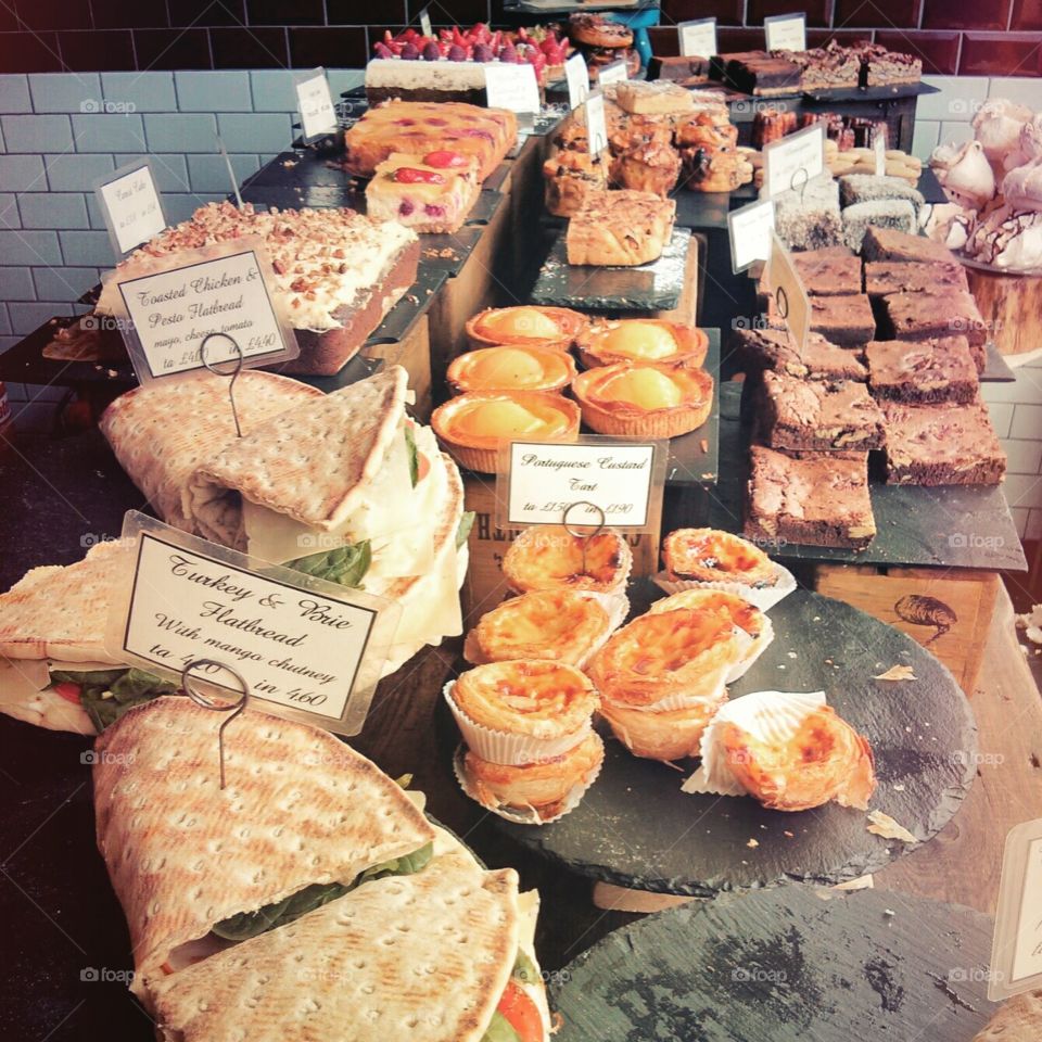 Choice. delicious food to find at a market in "artypart" of london