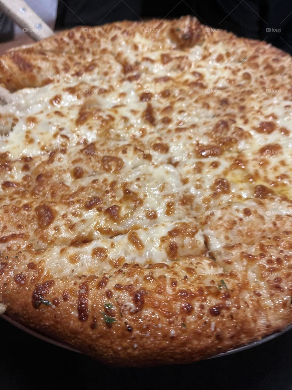 Bubbly oozing Cheese bread with crunchy crust 
