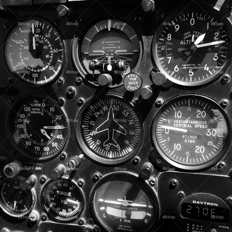 Aviation Guages. Helicopter dashboard 