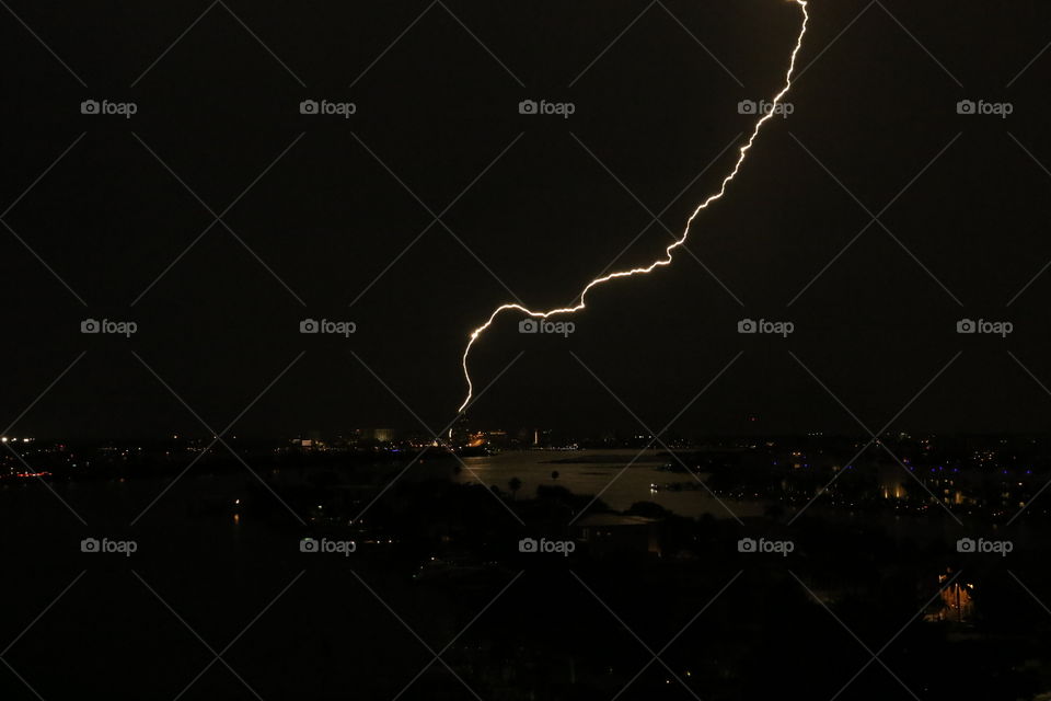 Thunderstorm with lightning in Clearwater Florida, stormy weather 