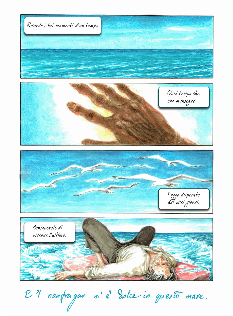 Tavola presentata in un concorso. Disegno di un amico, lettering mio