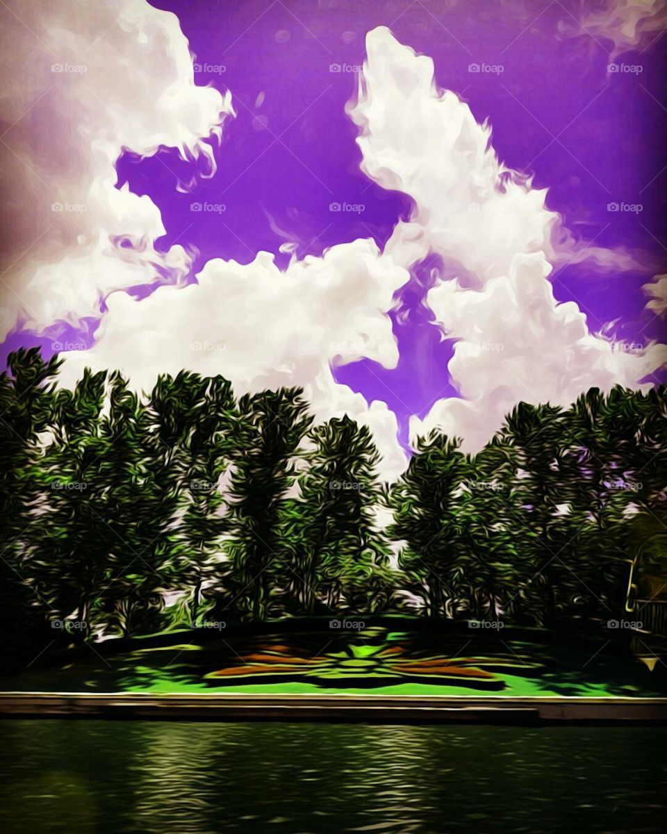 Lush clouds by the disney boardwalk in Orlando Florida