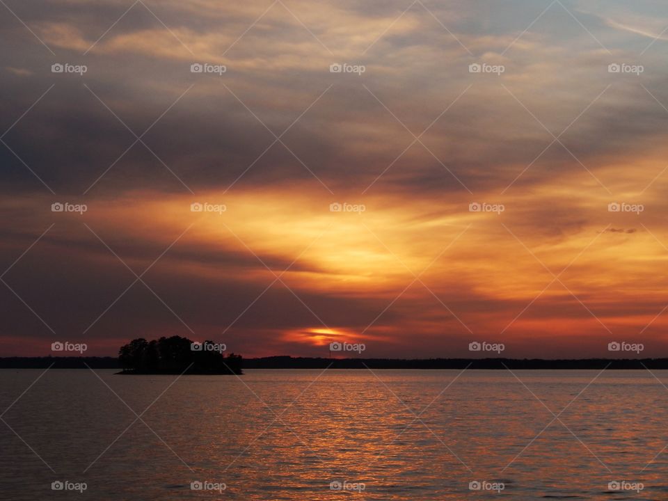 Beautiful sunset on lake Hartwell