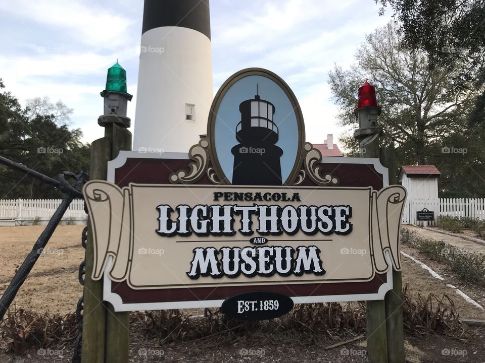 Pensacola Lighthouse and Museum entry sign on NAS Pensacola.