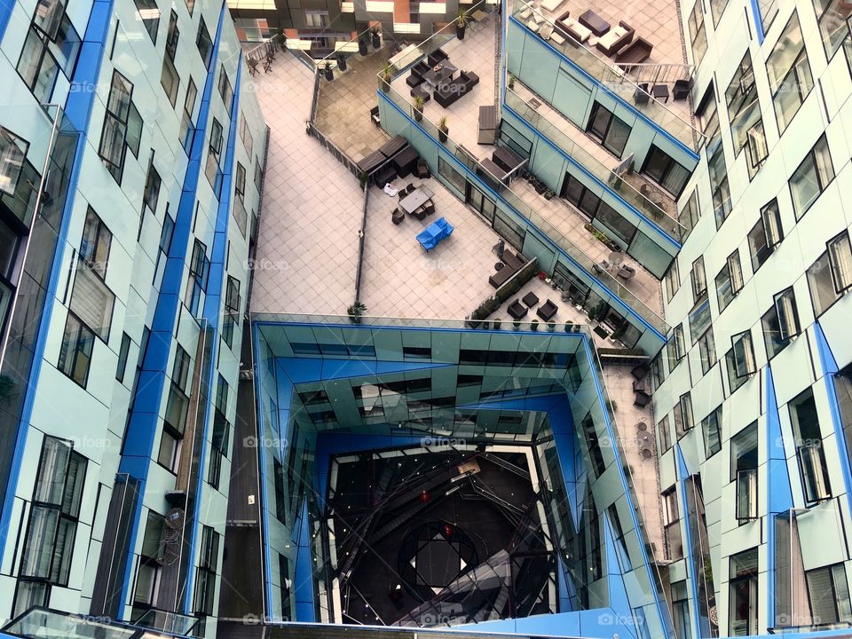 The Cube, Birmingham, downward view from the top floor