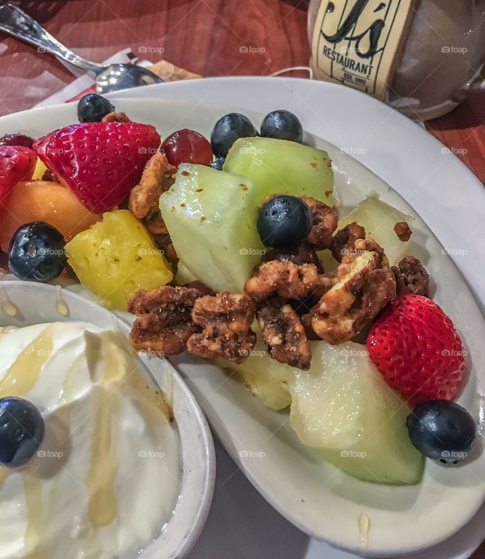 Fruits - fresh fruit and yogurt for breakfast.  Seasonal fruit of the summer, it was delicious. 