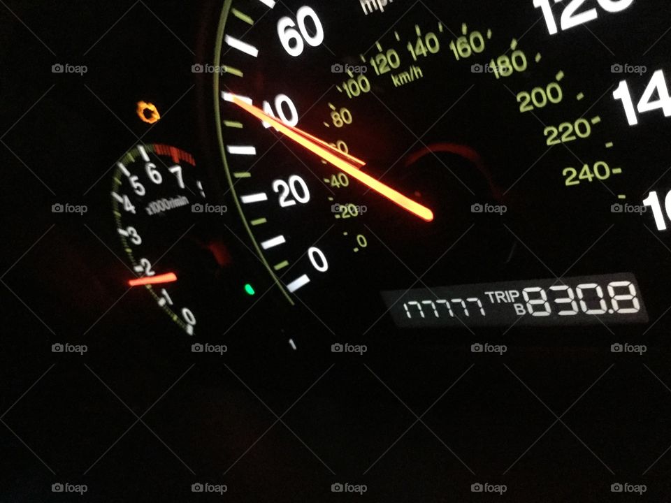 Speedometer at night.