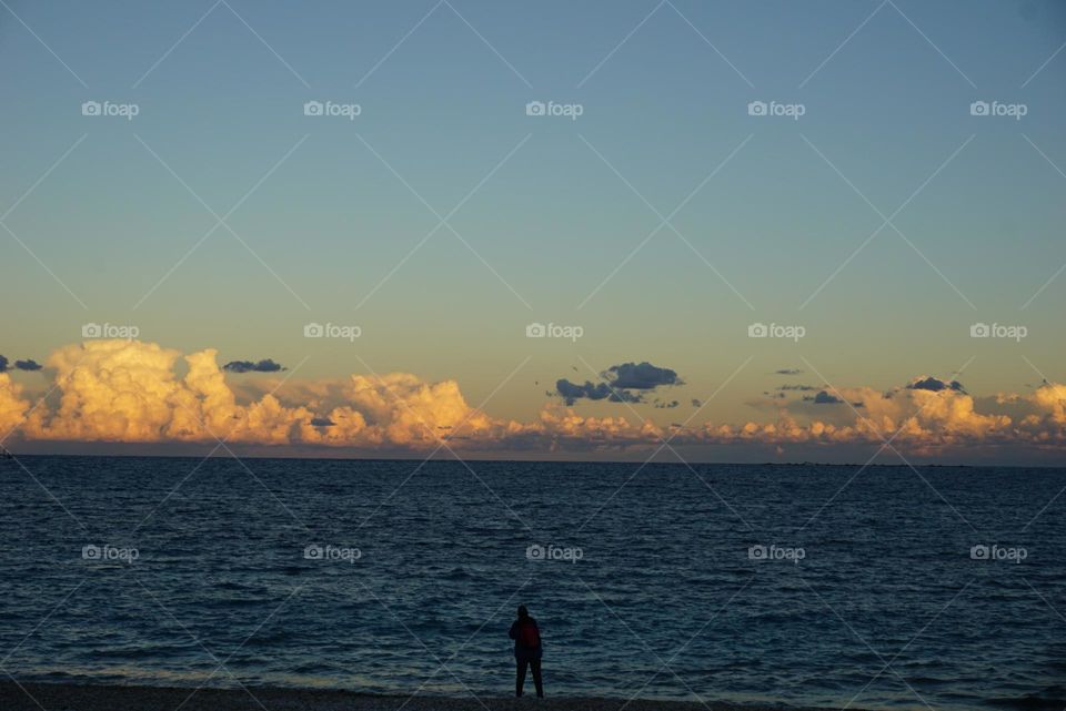 Sunset#beach#sea#sky#clouds#human