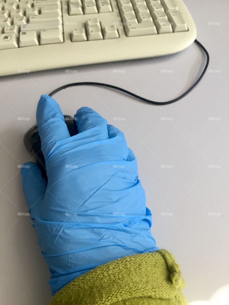 Working with rubber gloves as coronavirus protection