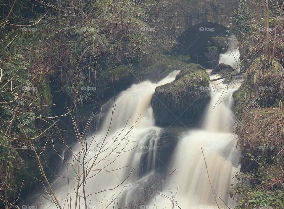 Old bridge with silky water