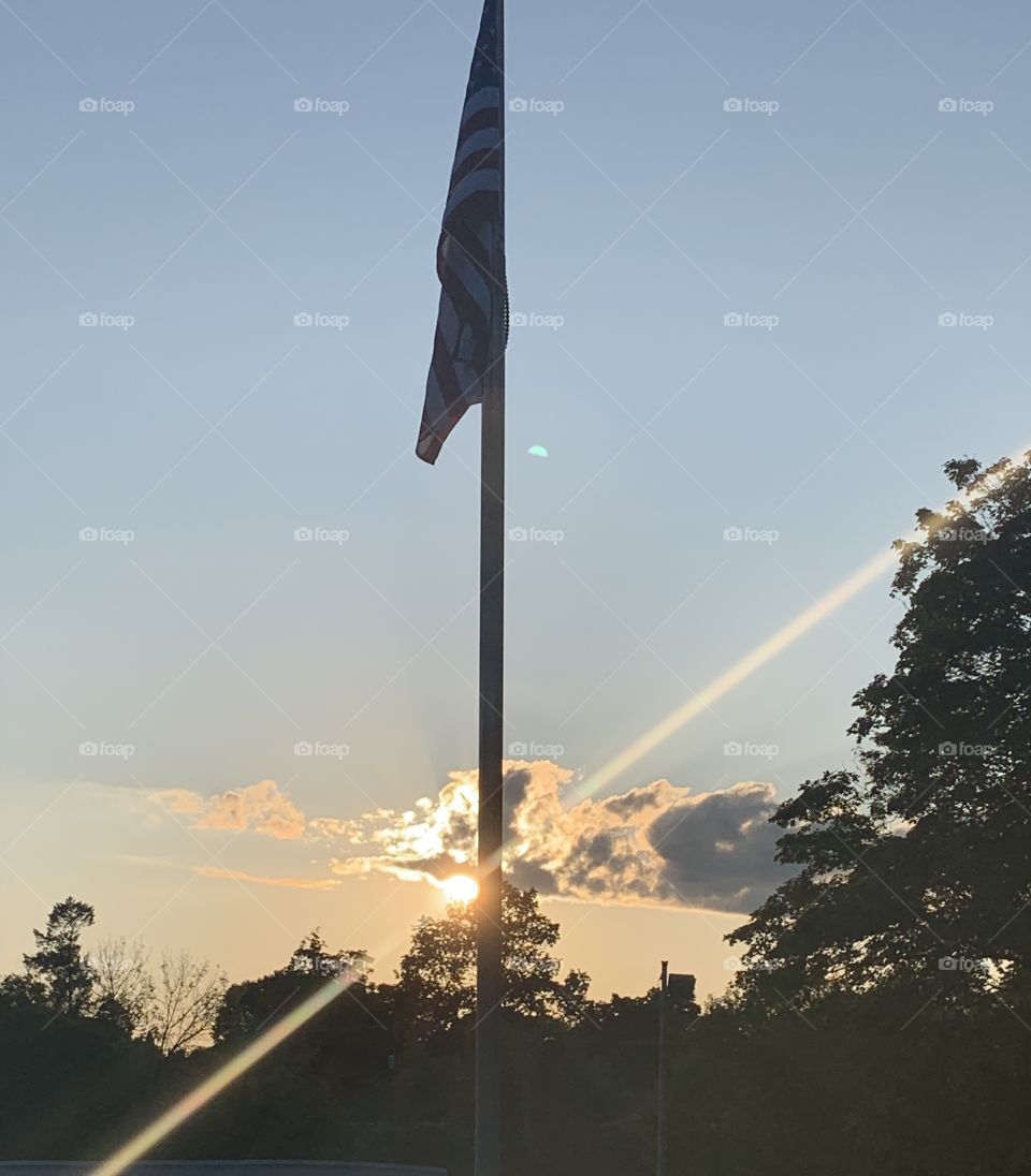 Sunset American flag 