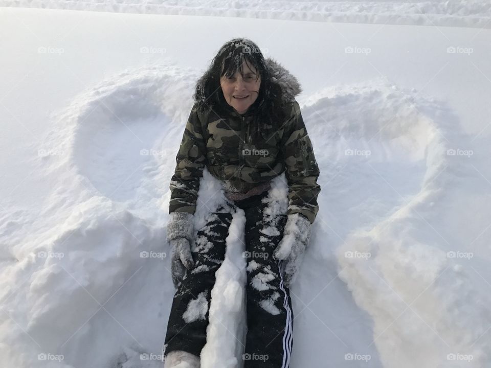 Making snow angels 