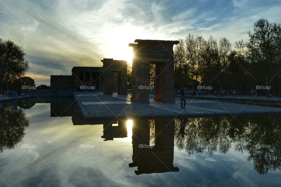 Temple of Debod, Madrid. Temple of Debod, ancient Egyptian temple that was dismantled and rebuilt in Madrid, Spain