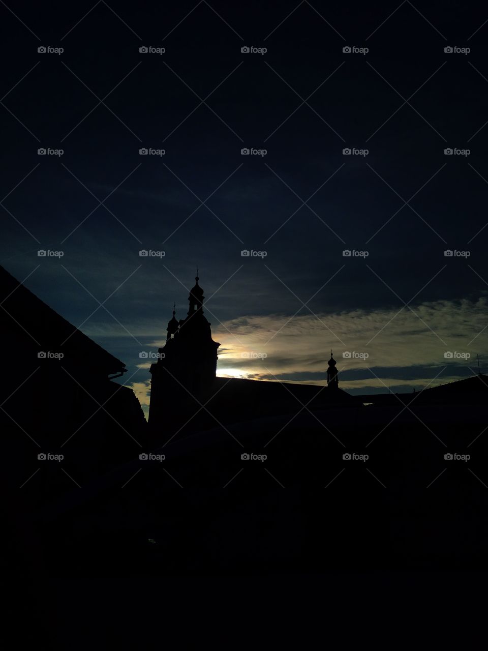 Západ slunce nad Rokycany