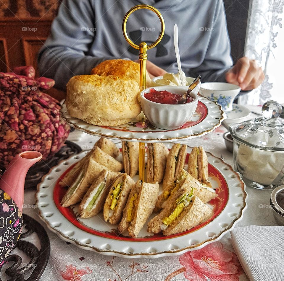 High tea serving