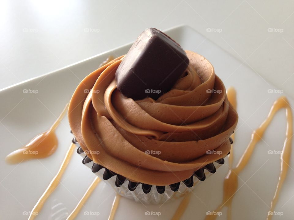 Chocolate cupcake with caramel frosting 