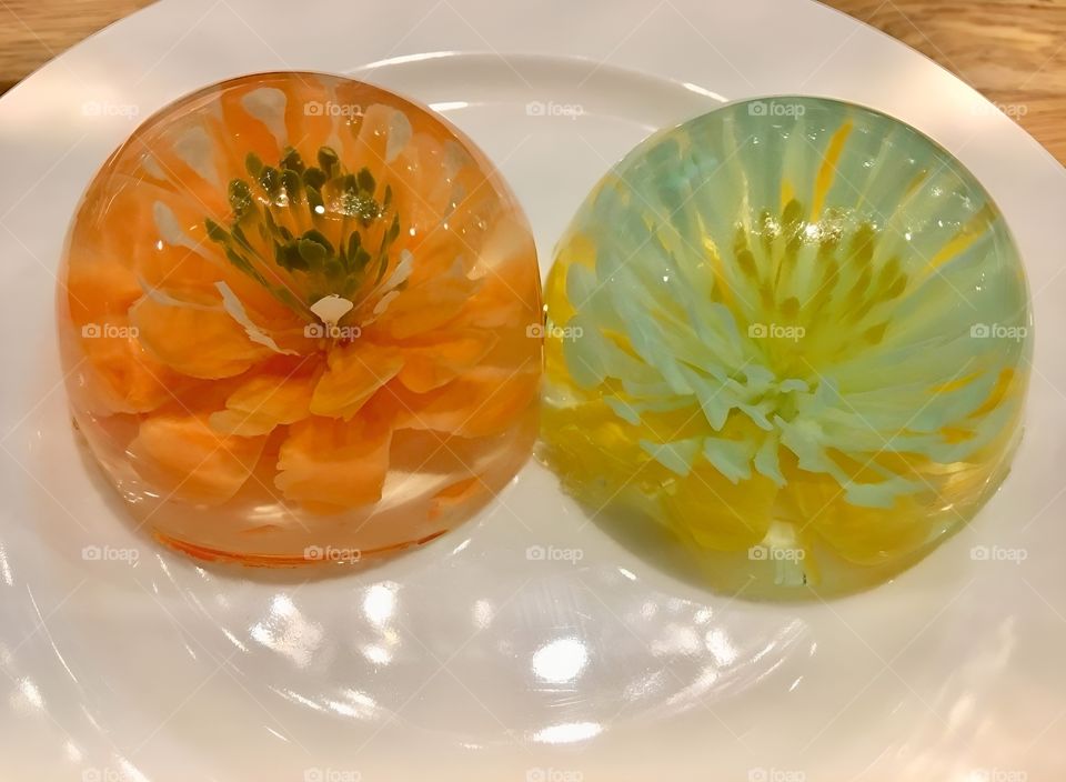 flower in jelly dessert