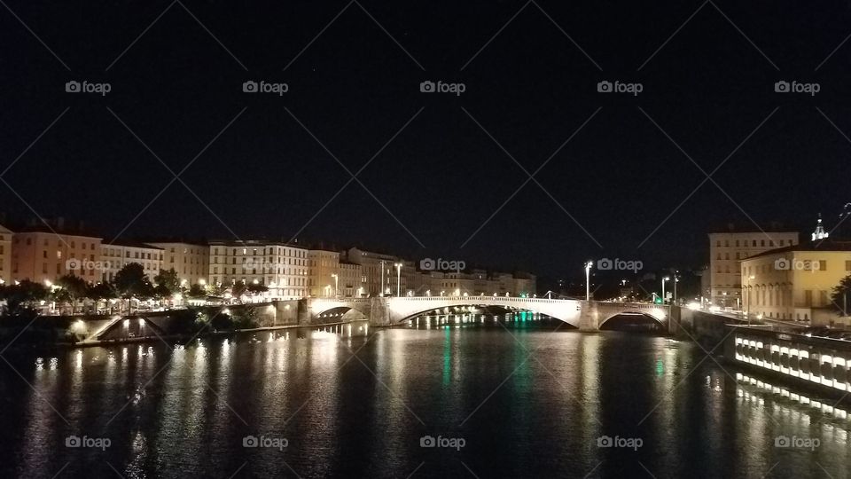 Night view in Lyon, France