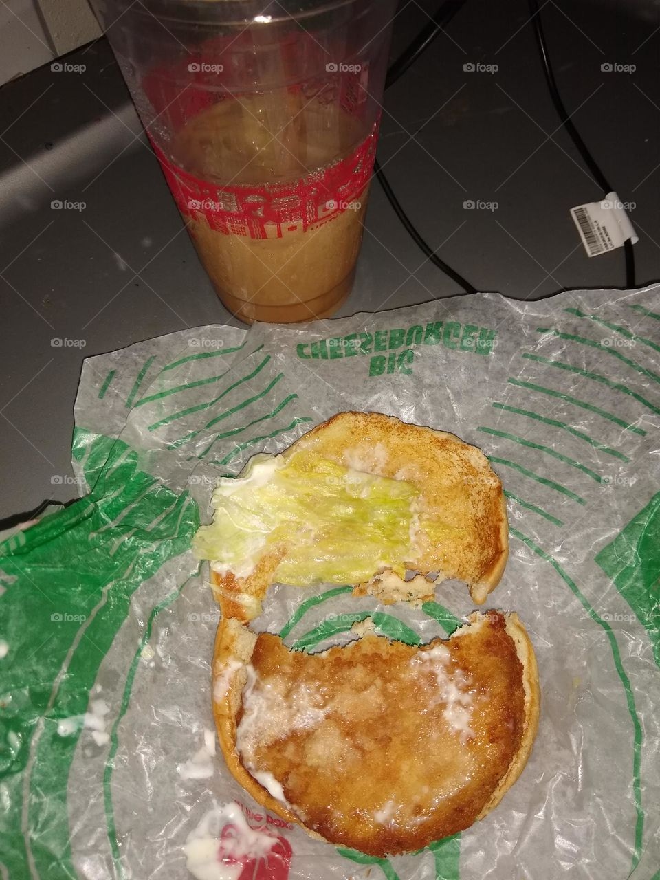 Sandwich and iced coffee. Mocha. Yum 😋! I like 👍🏾!