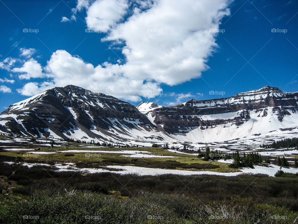 View of snowy mountain in utah