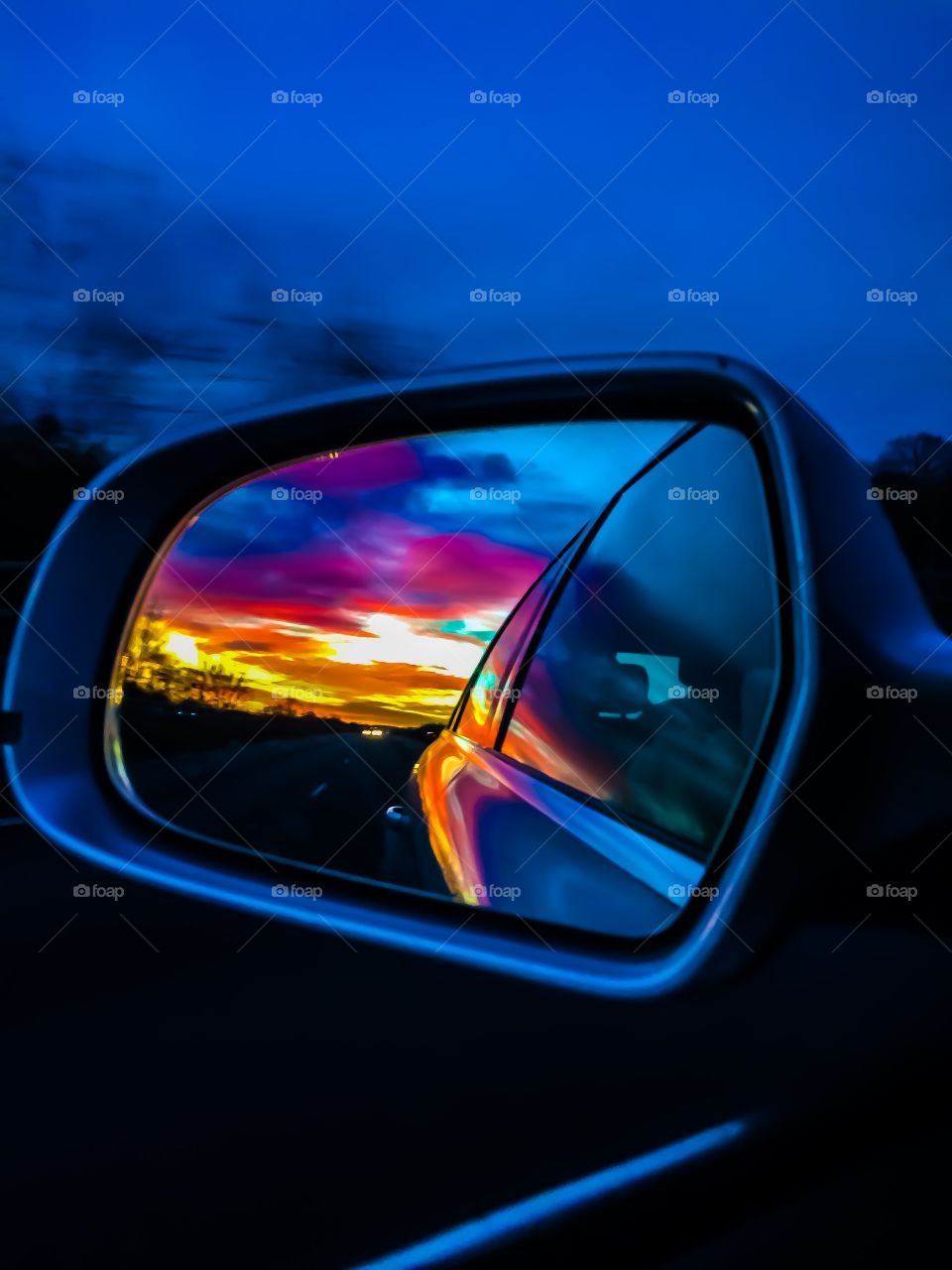 A stunning edit of the reflection in the wing mirror of the sky in the evening on a winter’s day. This image is highly popular but needs a buyer!