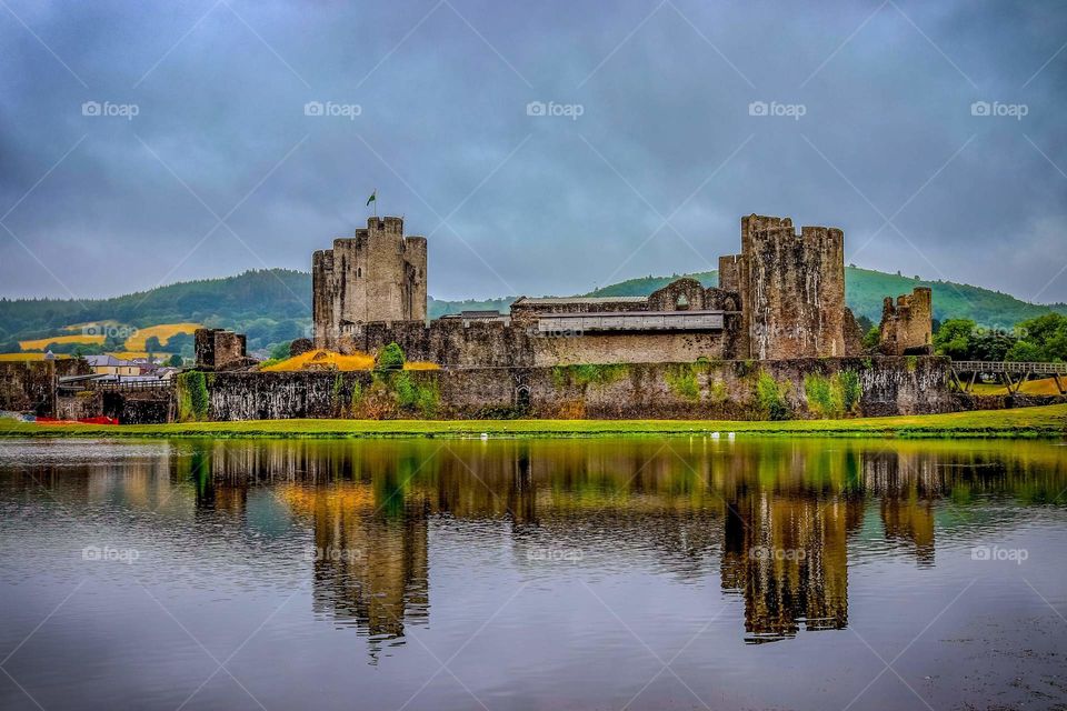 Medieval castle in Caerphilly,Wales England