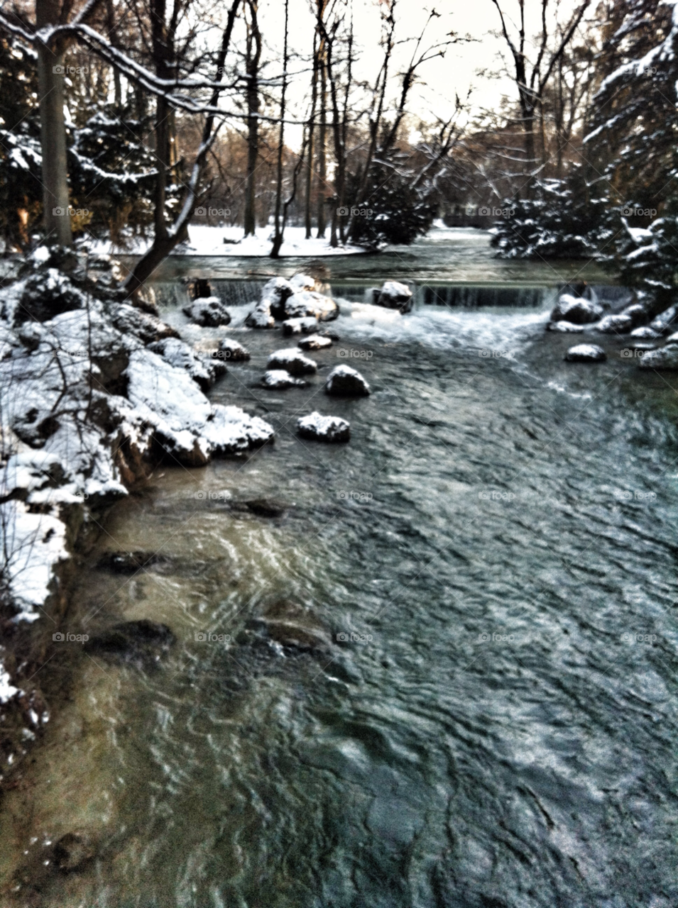 snow winter trees water by Nikita80